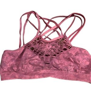 Shaded pink bralette, meant to be seen peeking out of T.